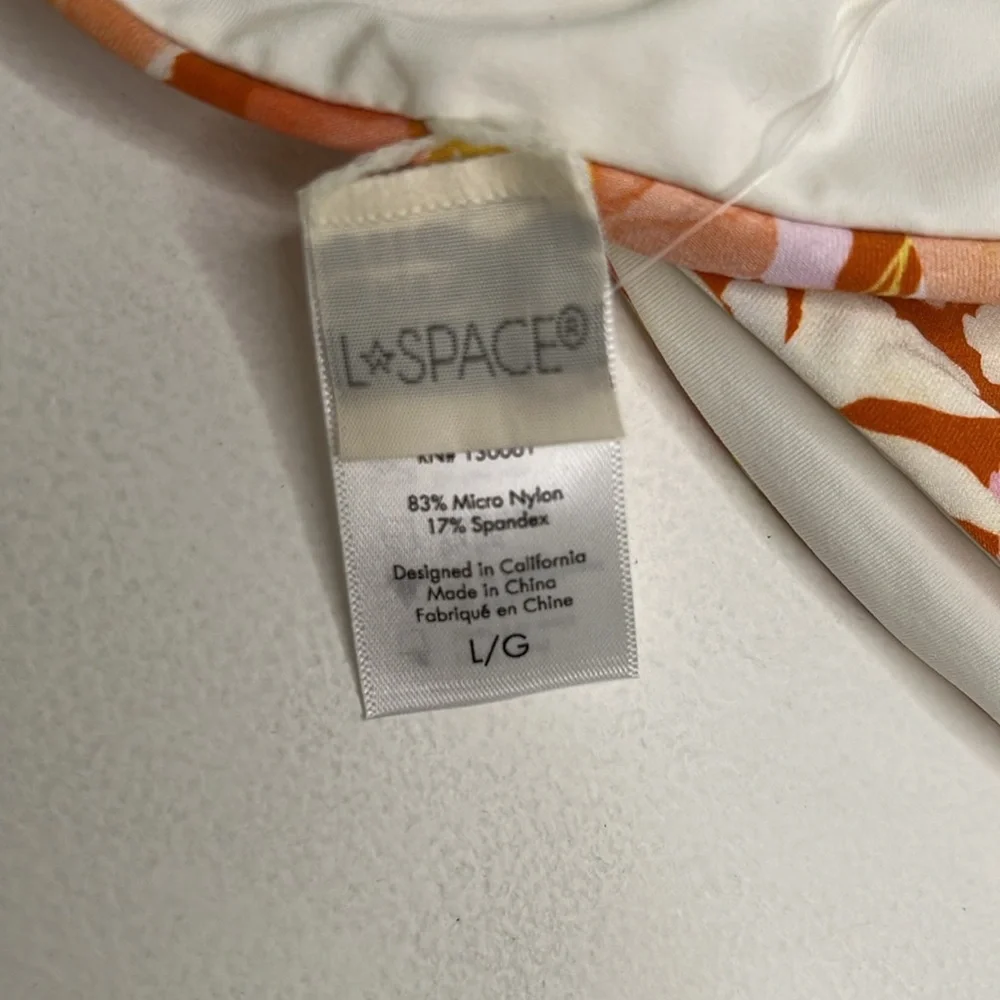 NWT L*Space Dawn multi bandeau Amal orange floral bikini top